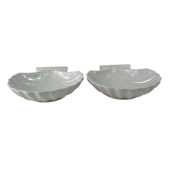 Scalloped Clam Shell Dish Bowls Set Of 2 Seafood Made In Japan Oven Proof - Picture 12 of 15